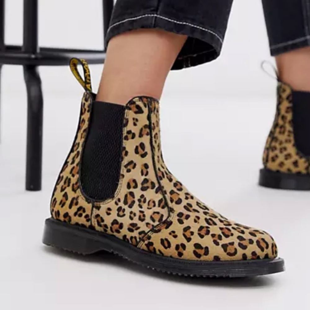 Size US 7 DR. MARTEN Flora Leopard Print Ankle Chelsea Booties